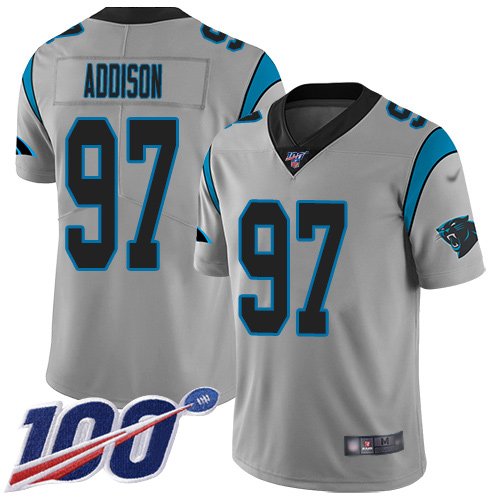 Carolina Panthers Limited Silver Youth Mario Addison Jersey NFL Football #97 100th Season Inverted Legend->youth nfl jersey->Youth Jersey